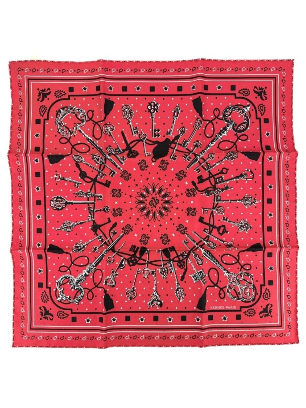 Hermes Scarf Carre 55 les Cles Bandana Items les Key Silk - Picture 1 of 4